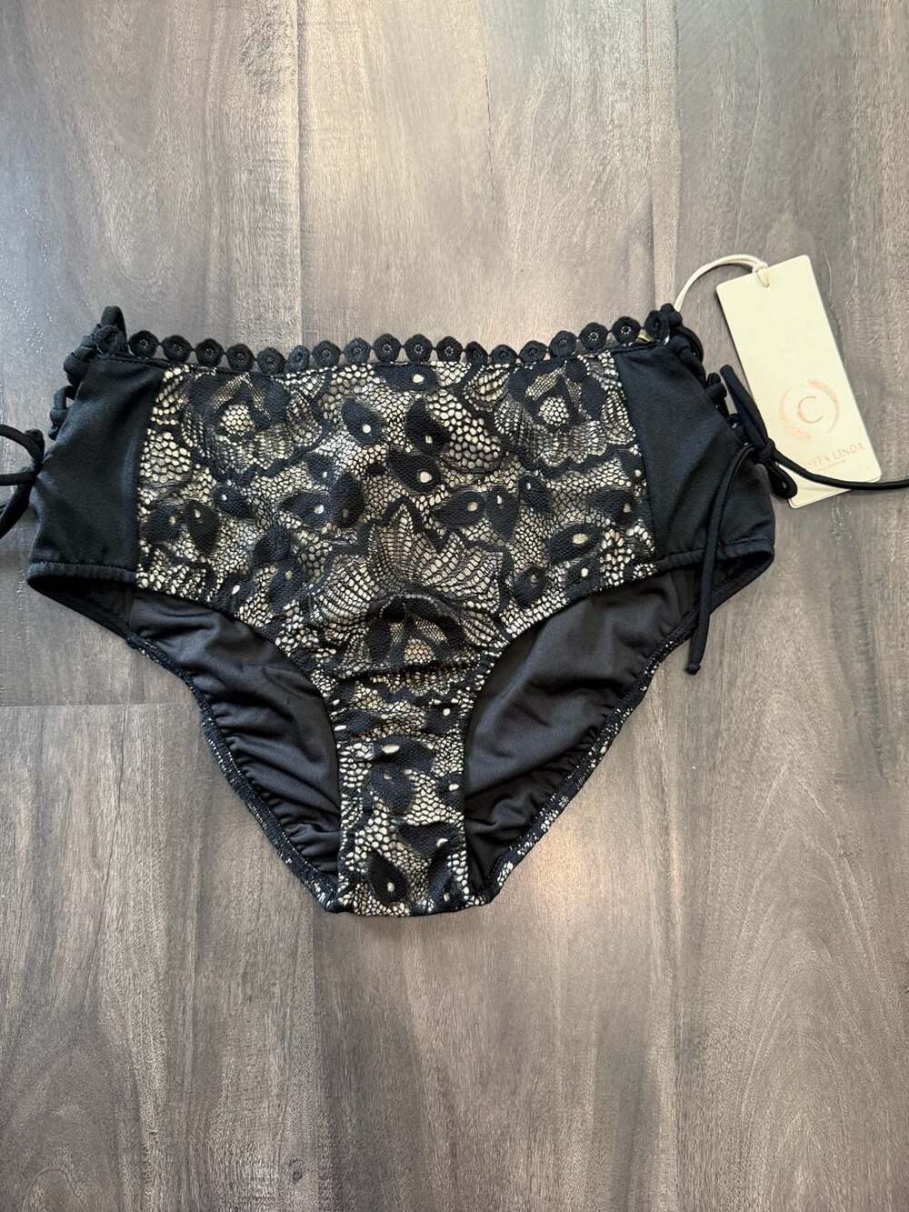 Cosita Linda CL22091H Black Lace High Waist Bikini Bottom Swimsuit